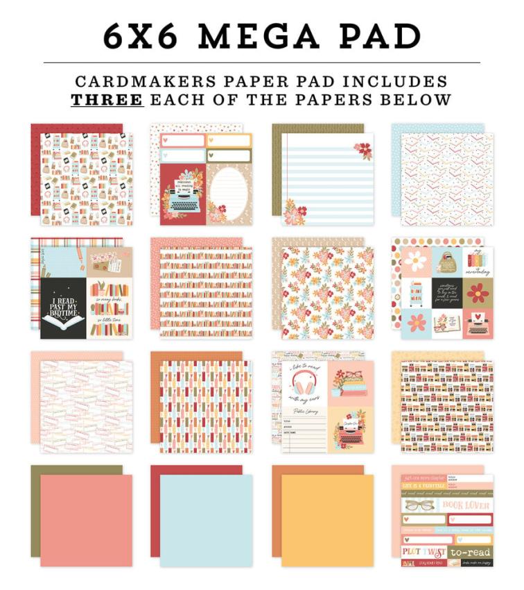 Echo Park - Designpapier "Bookish" Cardmakers Mega Pad 6x6 Inch - 48 Bogen