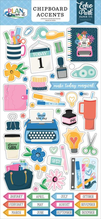 Echo Park - Sticker "Plan On It" Chipboard 6x13 Inch