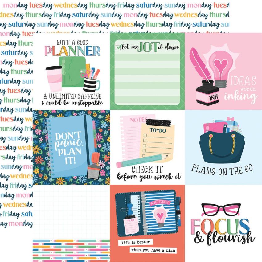 Echo Park - Designpapier "Plan On It" Paper Pack 6x6 Inch - 24 Bogen