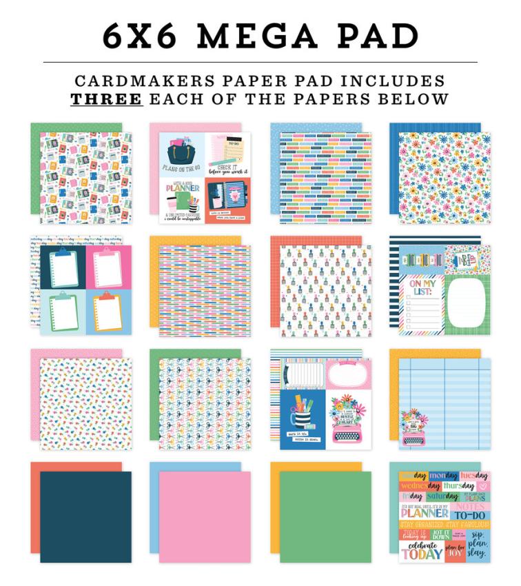 Echo Park - Designpapier "Plan On It" Cardmakers Mega Pad 6x6 Inch - 48 Bogen