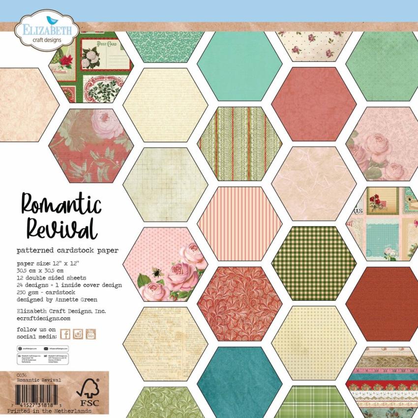 Elizabeth Craft Designs - Designpapier "Romantic Revival" Paper Pack 12x12 Inch - 12 Bogen