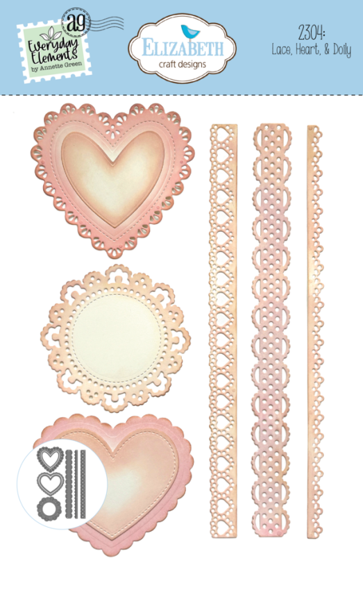 Elizabeth Craft Designs - Stanzschalone "Lace, Heart & Doily" Dies