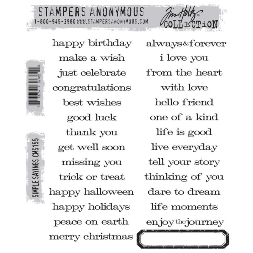 Stampers Anonymous - Gummistempelset "Simple Sayings" Cling Stamp Design by Tim Holtz