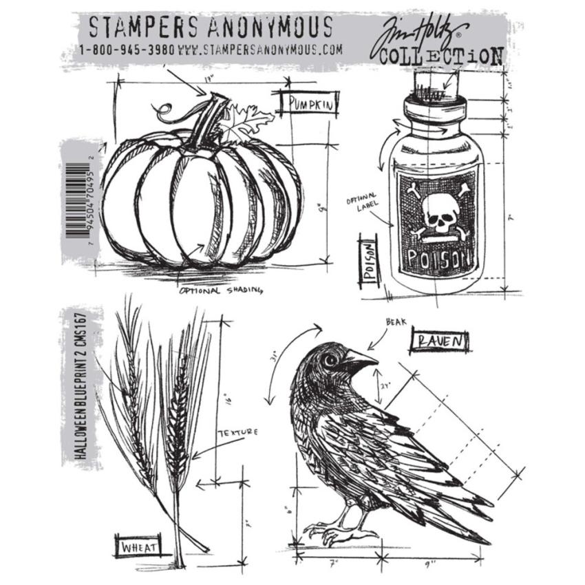 Stampers Anonymous - Gummistempelset "Halloween Blueprint 2" Cling Stamp Design by Tim Holtz