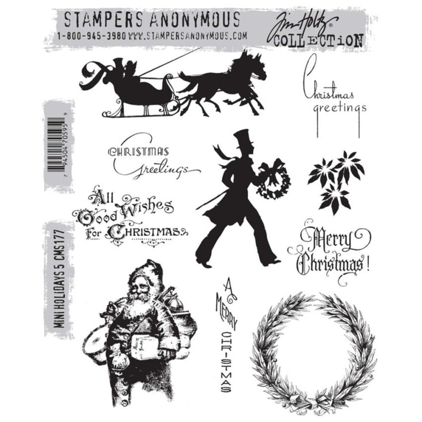 Stampers Anonymous - Gummistempelset "Mini Holidays 5" Cling Stamp Design by Tim Holtz
