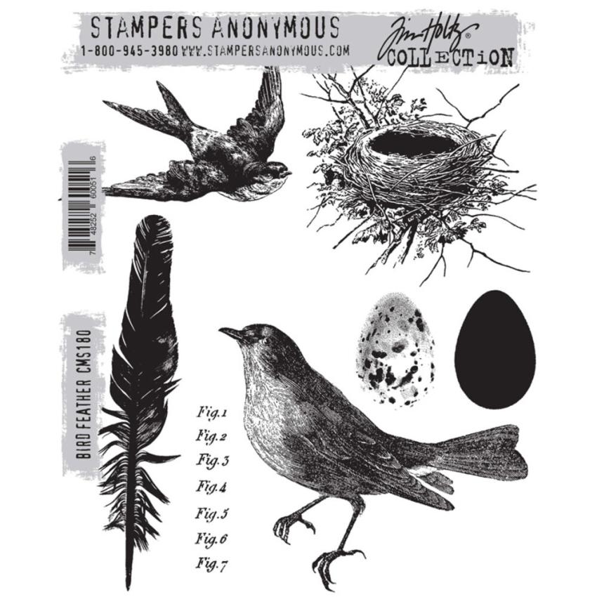 Stampers Anonymous - Gummistempelset "Bird Feather" Cling Stamp Design by Tim Holtz
