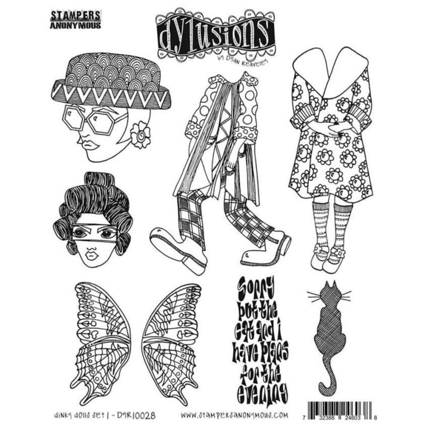 Stampers Anonymous - Gummistempelset "Dinky Dolls Set #1" Dylusions Cling Stamp Design by Dyan Reaveley
