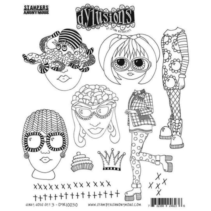 Stampers Anonymous - Gummistempelset "Dinky Dolls Set #3" Dylusions Cling Stamp Design by Dyan Reaveley