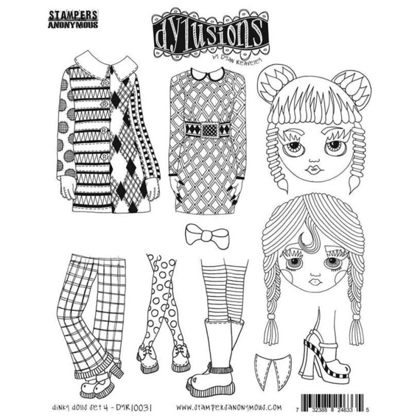 Stampers Anonymous - Gummistempelset "Dinky Dolls Set #4" Dylusions Cling Stamp Design by Dyan Reaveley