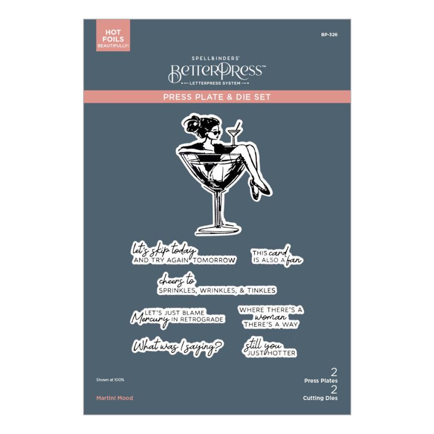 Spellbinders - Buchdrucktechnik "Happier Hour" BetterPress Plate & Dies