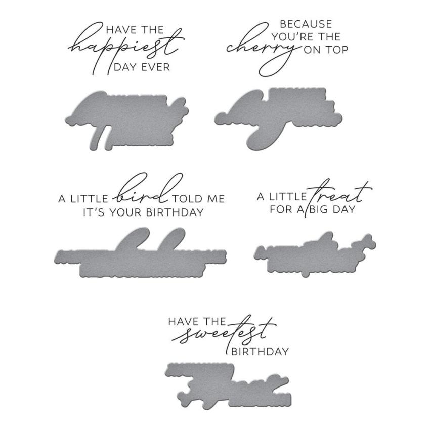 Spellbinders - Buchdrucktechnik "Fountain Wishes Sentiments" BetterPress Plate & Dies