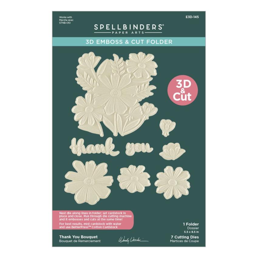 Spellbinders - Präge- und Schneideschablone "Thank You Bouquet" 3D Emboss & Cut Folder 