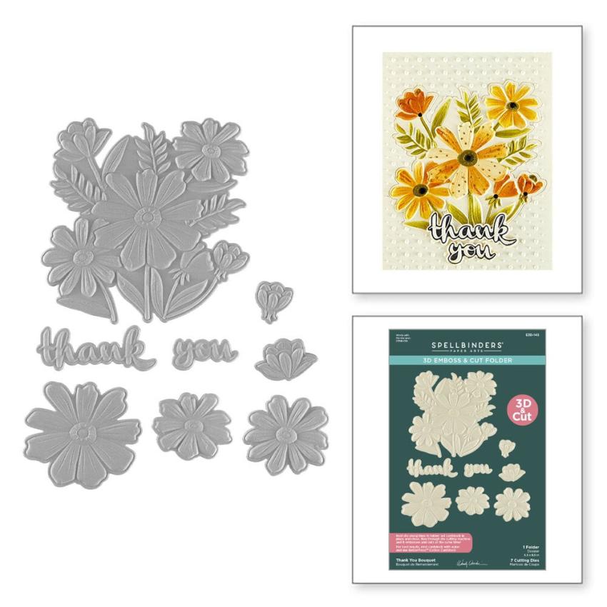 Spellbinders - Präge- und Schneideschablone "Thank You Bouquet" 3D Emboss & Cut Folder 