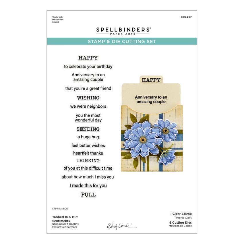 Spellbinders - Stempelset & Stanzschablone "Tabbed In & Out Sentiments" Clear Stamps & Dies