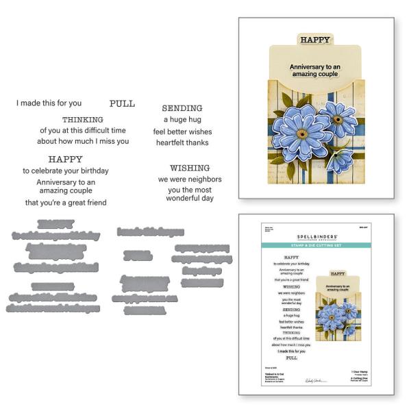 Spellbinders - Stempelset & Stanzschablone "Tabbed In & Out Sentiments" Clear Stamps & Dies