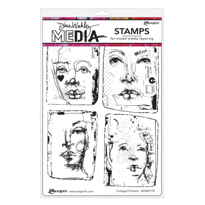 Ranger - Stempelset by Dina Wakley "Collaged Portraits" Media Cling Stamp 