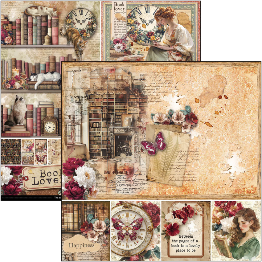 Ciao Bella - Designpapier "Book Lovers Pad" Paper Pack 8x8 Inch - 12 Bogen