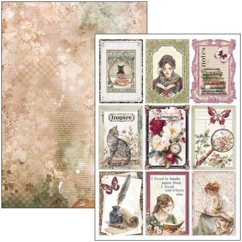 Ciao Bella - Stanzteile "Book Lovers" Creative Pad A4 - 9 Bogen