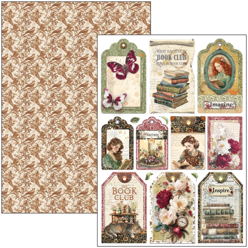 Ciao Bella - Stanzteile "Book Lovers" Creative Pad A4 - 9 Bogen