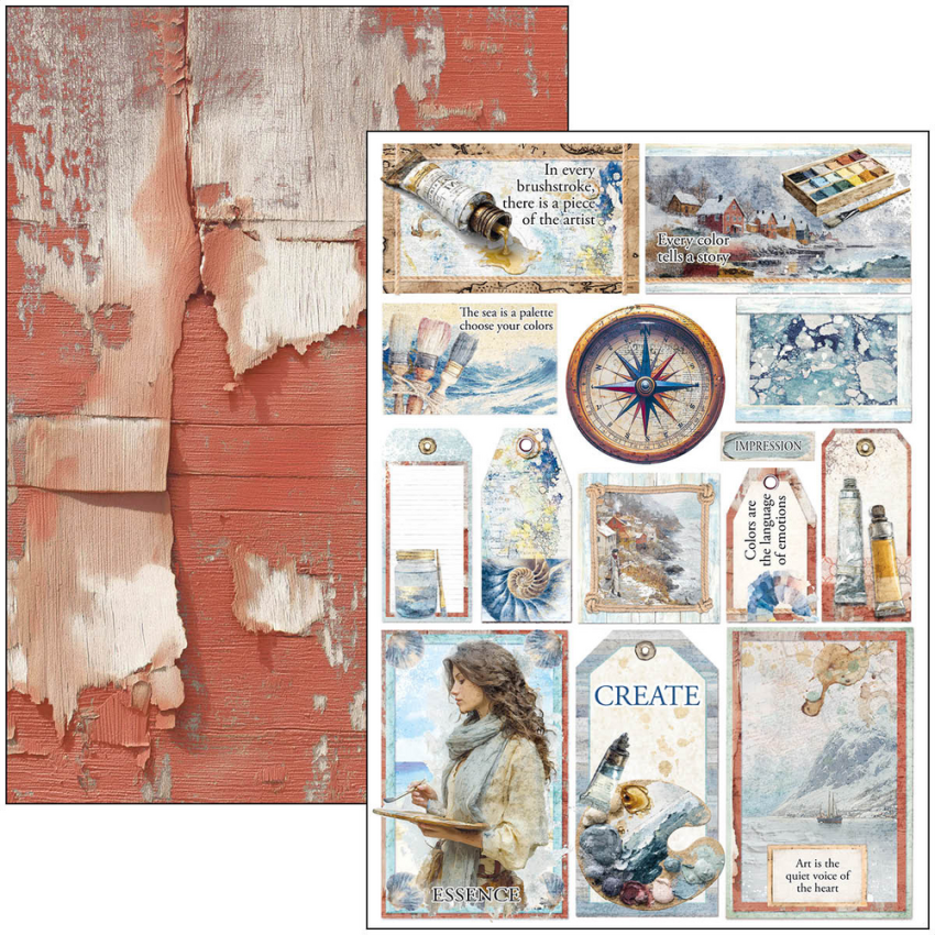 Ciao Bella - Stanzteile "An Artist Journey" Creative Pad A4 - 9 Bogen