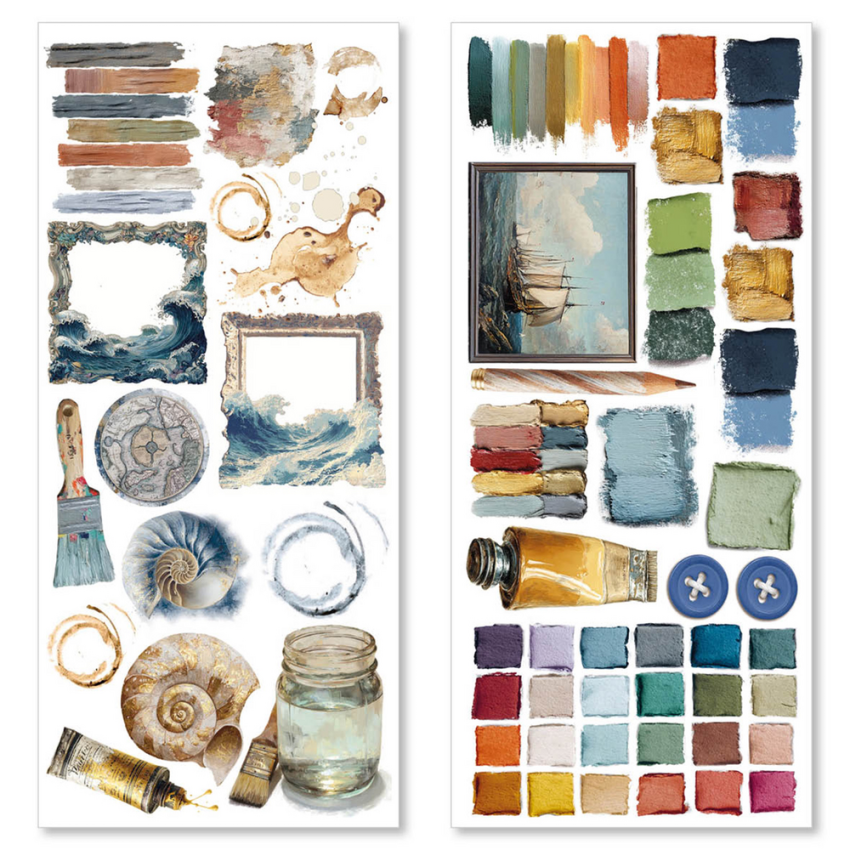 Ciao Bella - Aufkleber "An Artist Journey" Transparent Adhesive Sheets 4,72x10,23 Inch - 5 Bogen