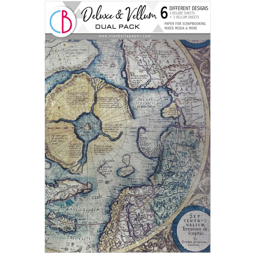 Ciao Bella - Designpapier "An Artist Journey" Deluxe Silver & Vellum Dual Paper Pack A4 - 6 Bogen
