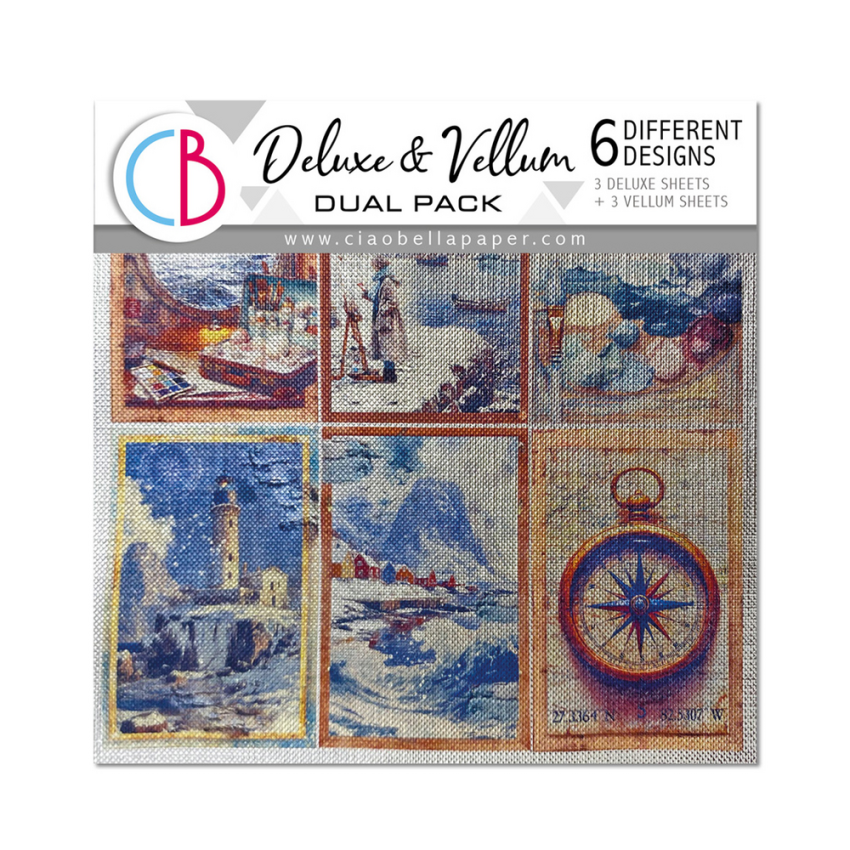 Ciao Bella - Designpapier "An Artist Journey" Deluxe Silver & Vellum Dual Paper Pack 6x6 Inch - 6 Bogen