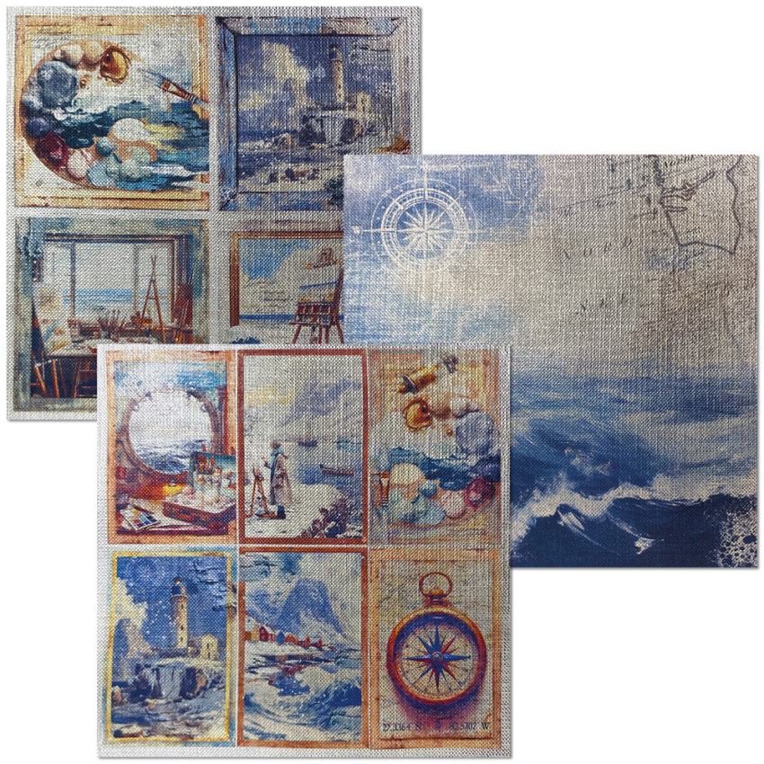 Ciao Bella - Designpapier "An Artist Journey" Deluxe Silver & Vellum Dual Paper Pack 6x6 Inch - 6 Bogen