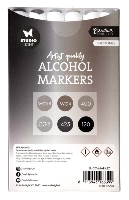 Studio Light - Alkoholmarker "Greytones" Alcohol Markers