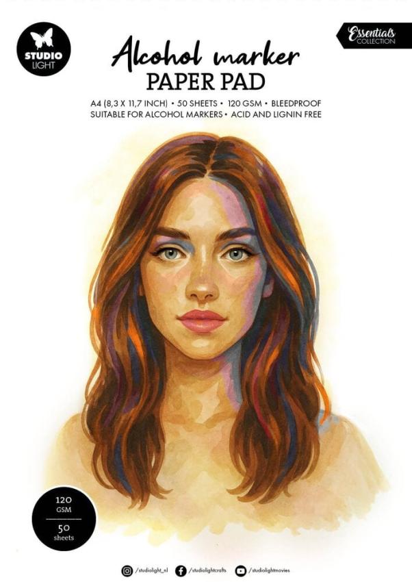 Studio Light - Spezialpapier für Alkoholmarker - Alcohol Marker Paper Pad A4 - 50 Bogen