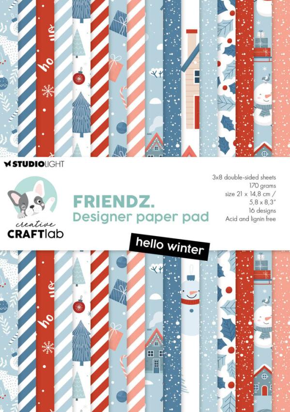 Creative Craft Lab - Studio Light - Friendz Designpapier "Hello Winter " Paper Pack 21x14,8 cm - 24 Bogen