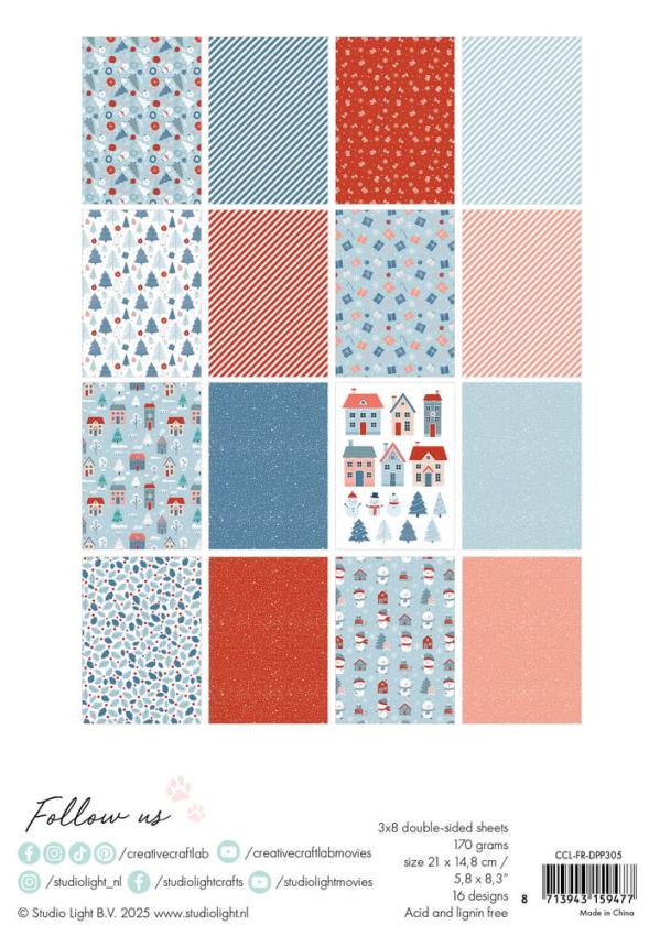 Creative Craft Lab - Studio Light - Friendz Designpapier "Hello Winter " Paper Pack 21x14,8 cm - 24 Bogen