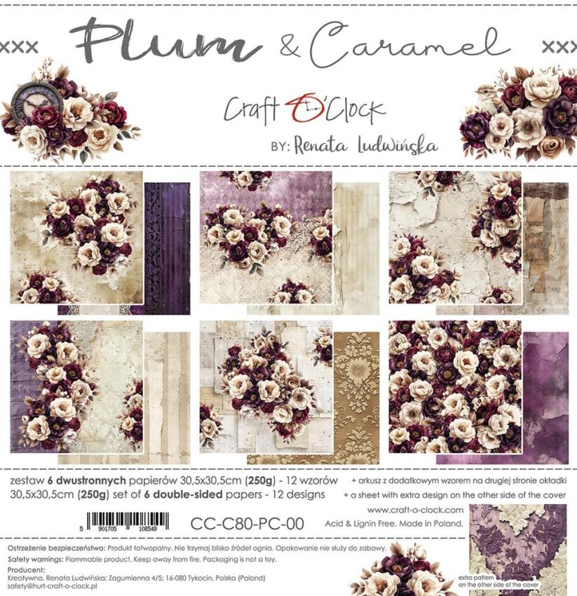 Craft OClock - Designpapier "Plum & Caramel" Paper Pack 12x12 Inch - 6 Bogen