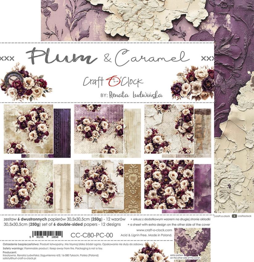 Craft OClock - Designpapier "Plum & Caramel" Paper Pack 12x12 Inch - 6 Bogen