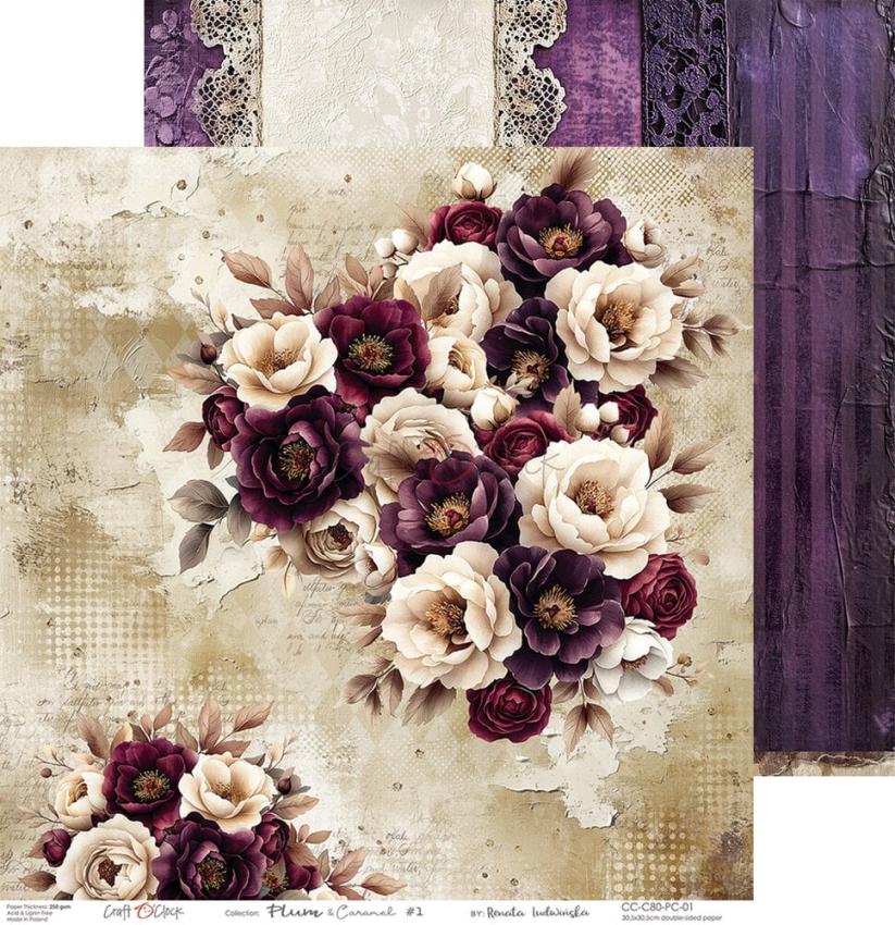 Craft OClock - Designpapier "Plum & Caramel" Paper Pack 12x12 Inch - 6 Bogen
