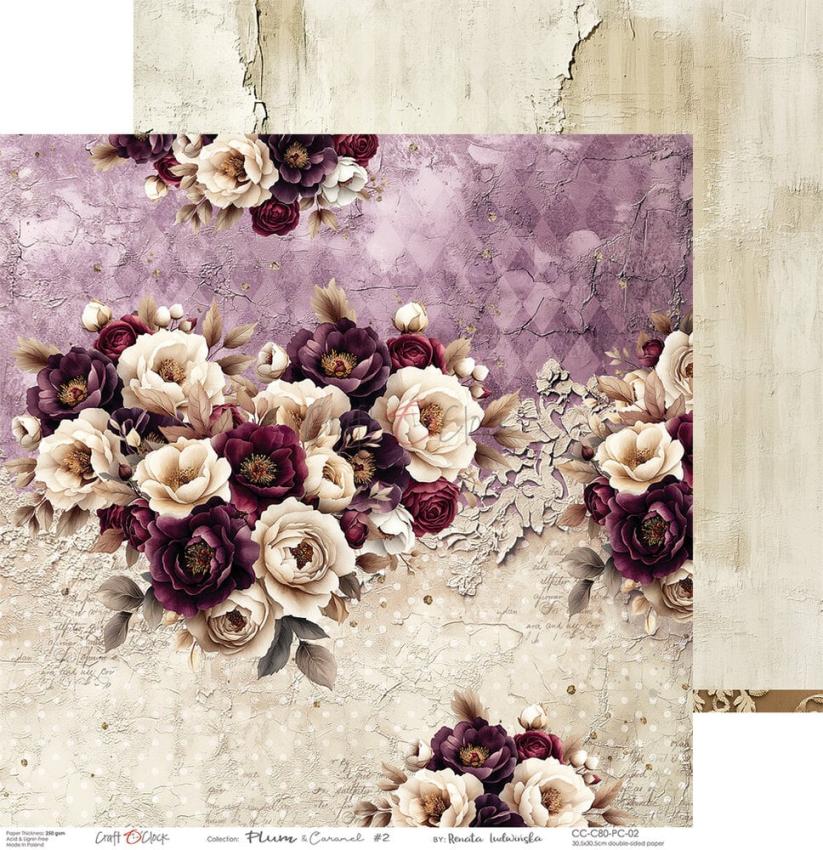 Craft OClock - Designpapier "Plum & Caramel" Paper Pack 12x12 Inch - 6 Bogen