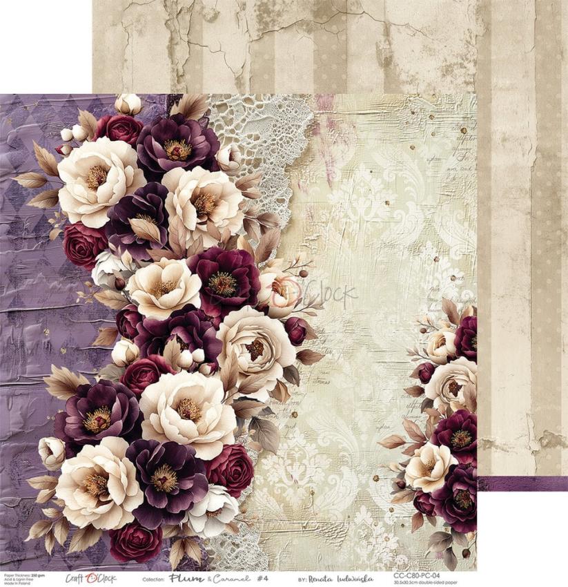 Craft OClock - Designpapier "Plum & Caramel" Paper Pack 12x12 Inch - 6 Bogen