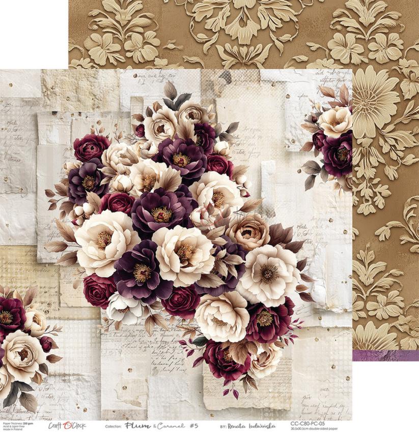 Craft OClock - Designpapier "Plum & Caramel" Paper Pack 12x12 Inch - 6 Bogen