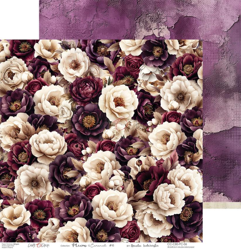 Craft OClock - Designpapier "Plum & Caramel" Paper Pack 12x12 Inch - 6 Bogen