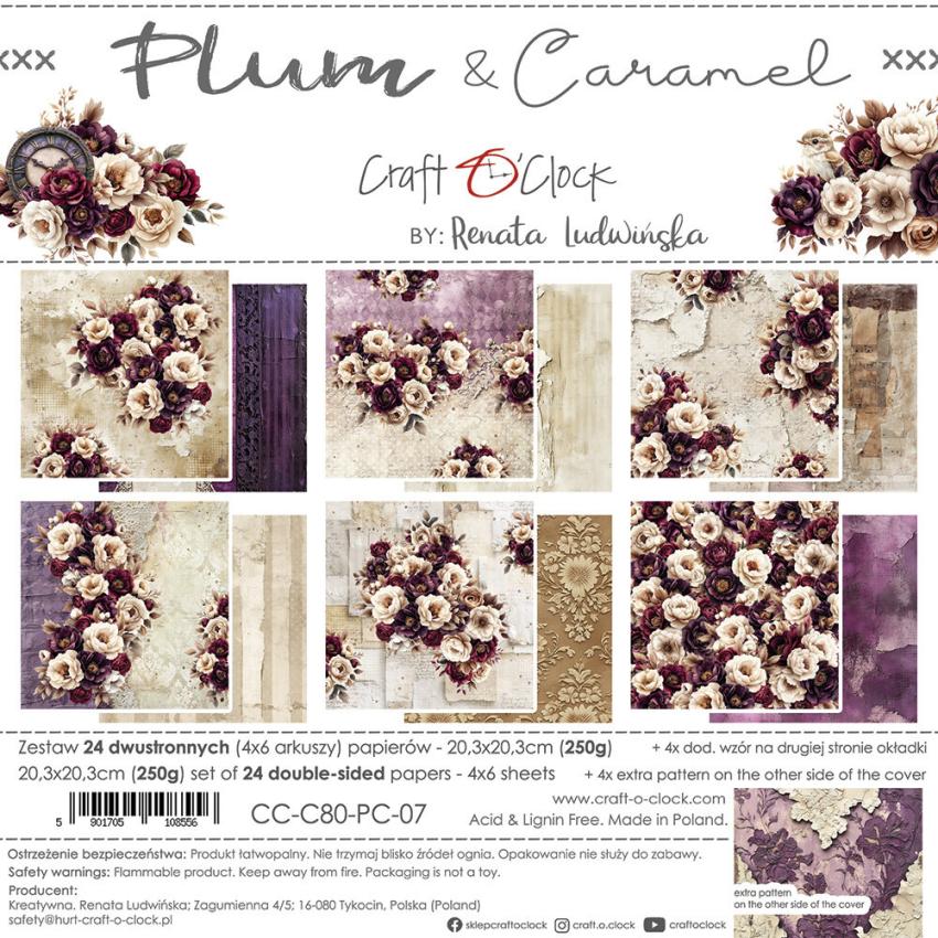 Craft OClock - Designpapier "Plum & Caramel" Paper Pack 8x8 Inch - 24 Bogen