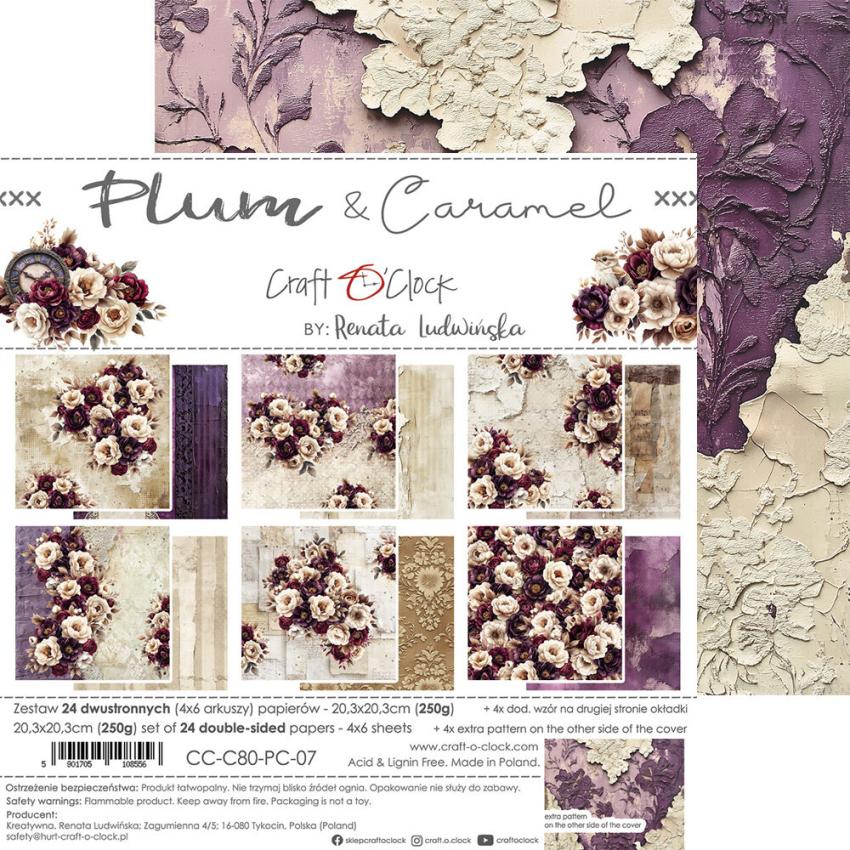 Craft OClock - Designpapier "Plum & Caramel" Medium Paper Pack 8x8 Inch - 24 Bogen