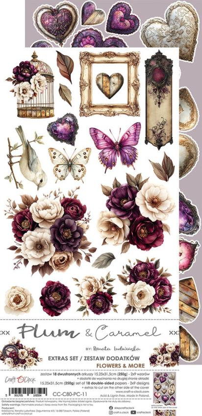 Craft OClock - Ausschneidebogen "Plum & Caramel" Extra Set Flowers & More - 18 Bogen