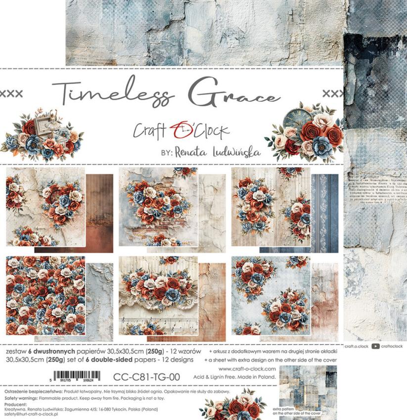 Craft OClock - Designpapier "Timeless Grace" Paper Pack 12x12 Inch - 6 Bogen