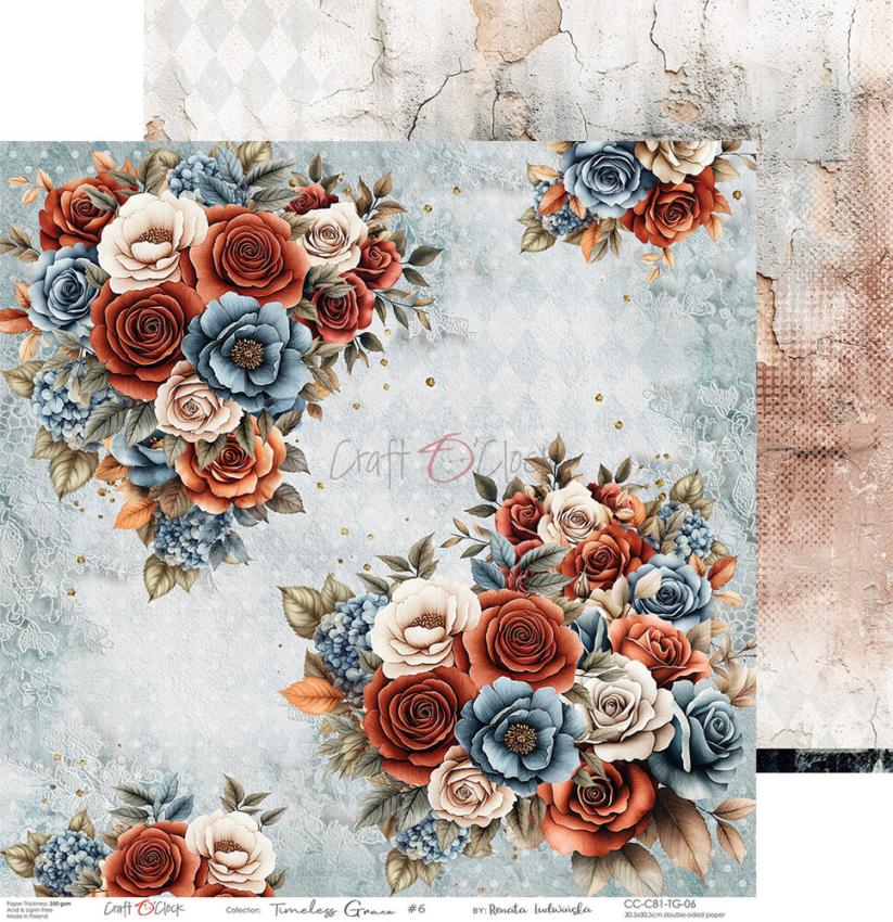 Craft OClock - Designpapier "Timeless Grace" Paper Pack 12x12 Inch - 6 Bogen