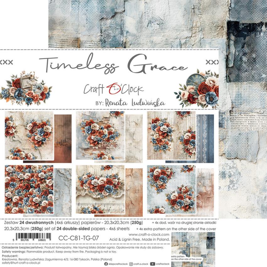 Craft OClock - Designpapier "Timeless Grace" Paper Pack 8x8 Inch - 24 Bogen