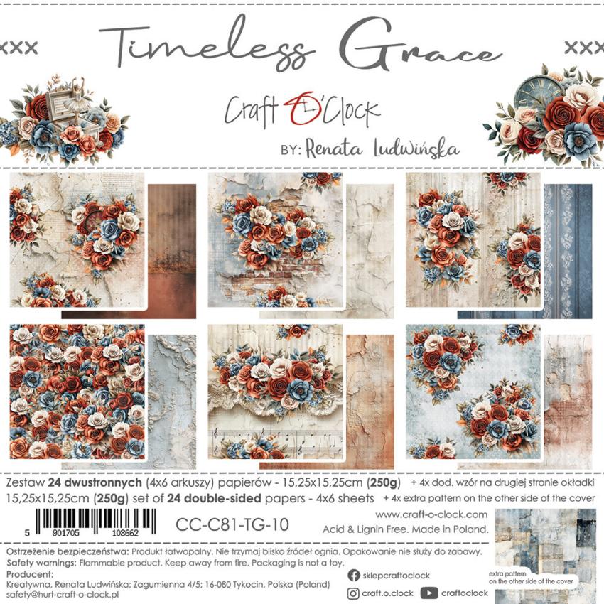 Craft OClock - Designpapier "Timeless Grace" Paper Pack 6x6 Inch - 24 Bogen