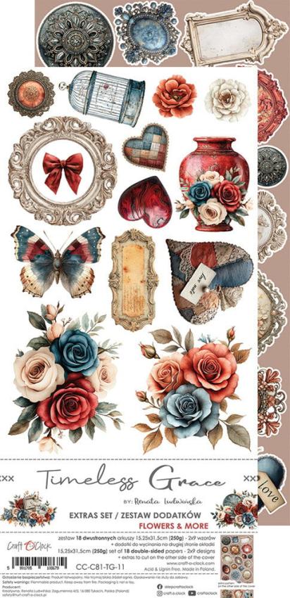 Craft OClock - Ausschneidebogen "Timeless Grace" Extra Set Flowers & More - 18 Bogen