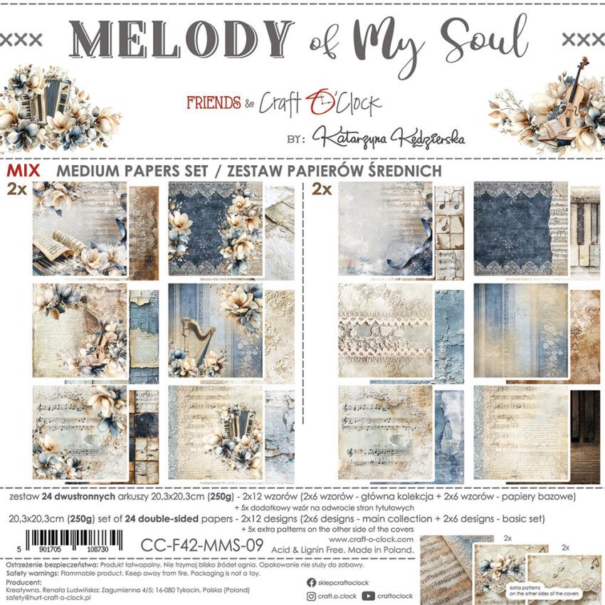 Craft OClock - Designpapier "Melody of My Soul" Medium Paper Pack 8x8 Inch - 24 Bogen