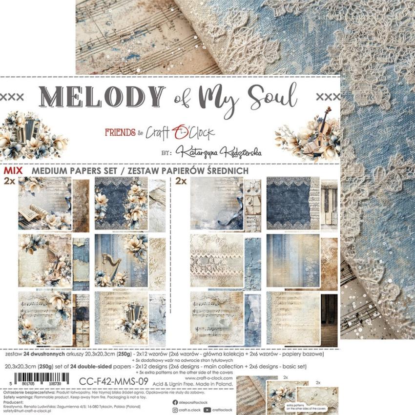 Craft OClock - Designpapier "Melody of My Soul" Medium Paper Pack 8x8 Inch - 24 Bogen