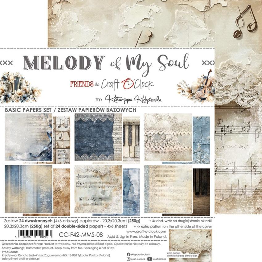 Craft OClock - Designpapier "Melody of My Soul" Medium Paper Pack 8x8 Inch - 24 Bogen